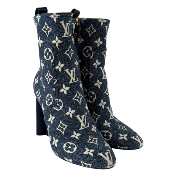 Louis Vuitton Denim Monogram Ankle Boots - Picture 1 of 9